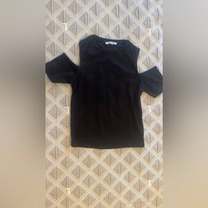 Zara Elegant Black Ribbed Top off shoulders size S
